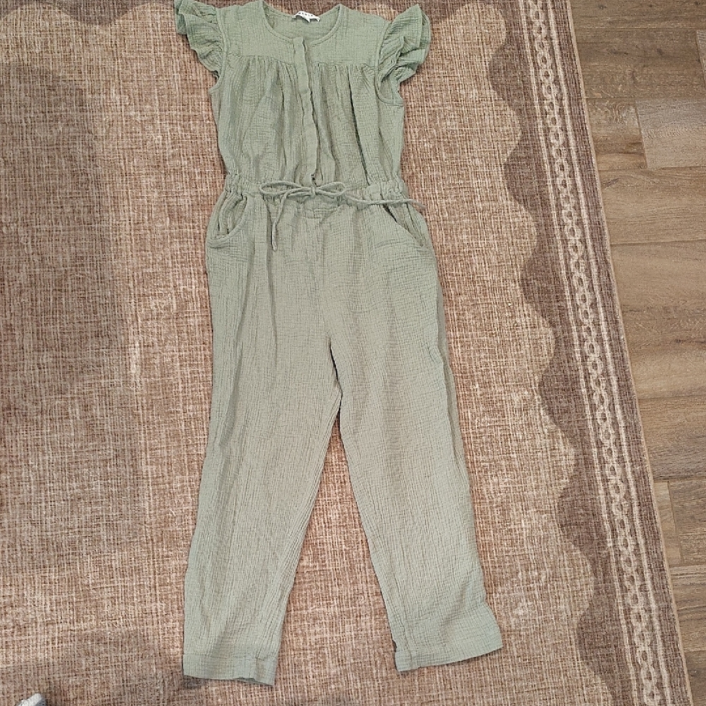 MABLE Green Flutter Sleeve Jumpsuit with Relaxed Fit